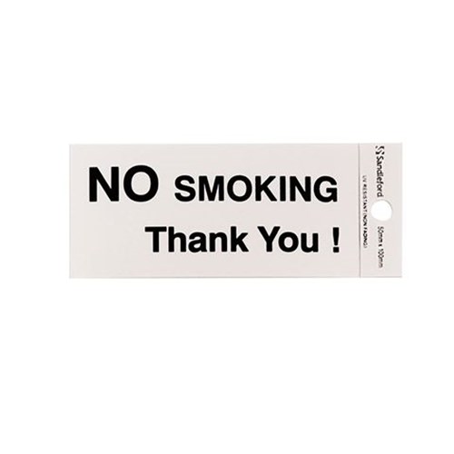 SANDLEFORD SIGNS SELF ADHESIVE 100x50mm No Smoking Thank You!